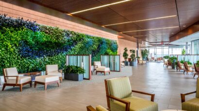 The living green wall at Mayo Clinic Dan Abraham Healthy Living Center Mezzanine Lounge