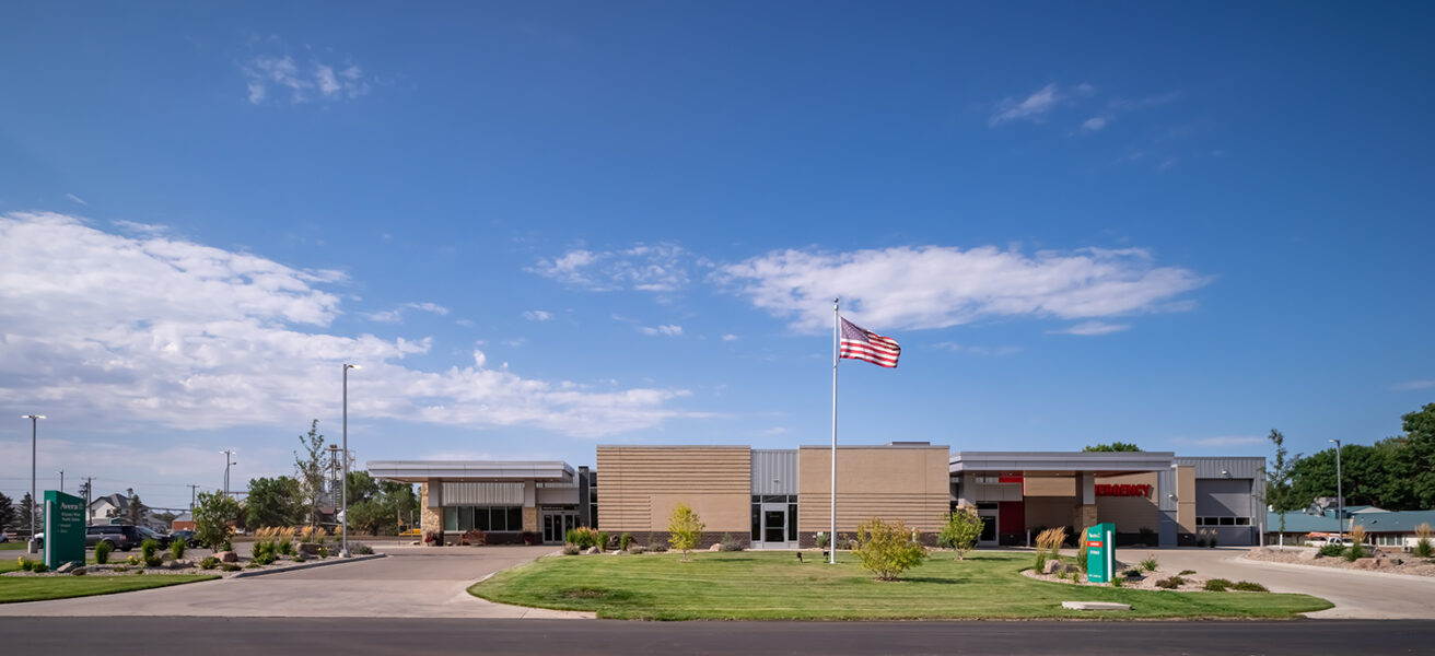 Exterior siding on the Avera Missouri River hospital includes patterns that emulate plowed farm fields.