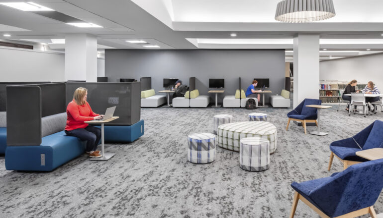 Open study area in the BVU library.