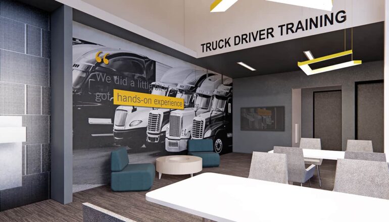 Rendering of the Truck Driver Training space.