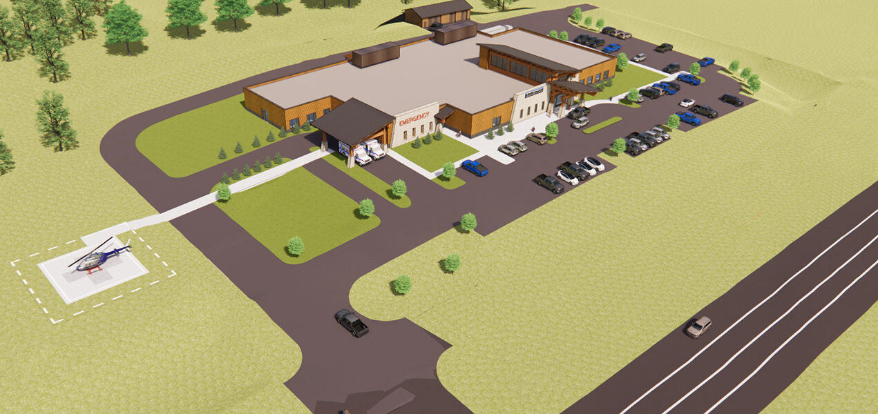 A rendering of an aerial view of Cascade Medical Center.