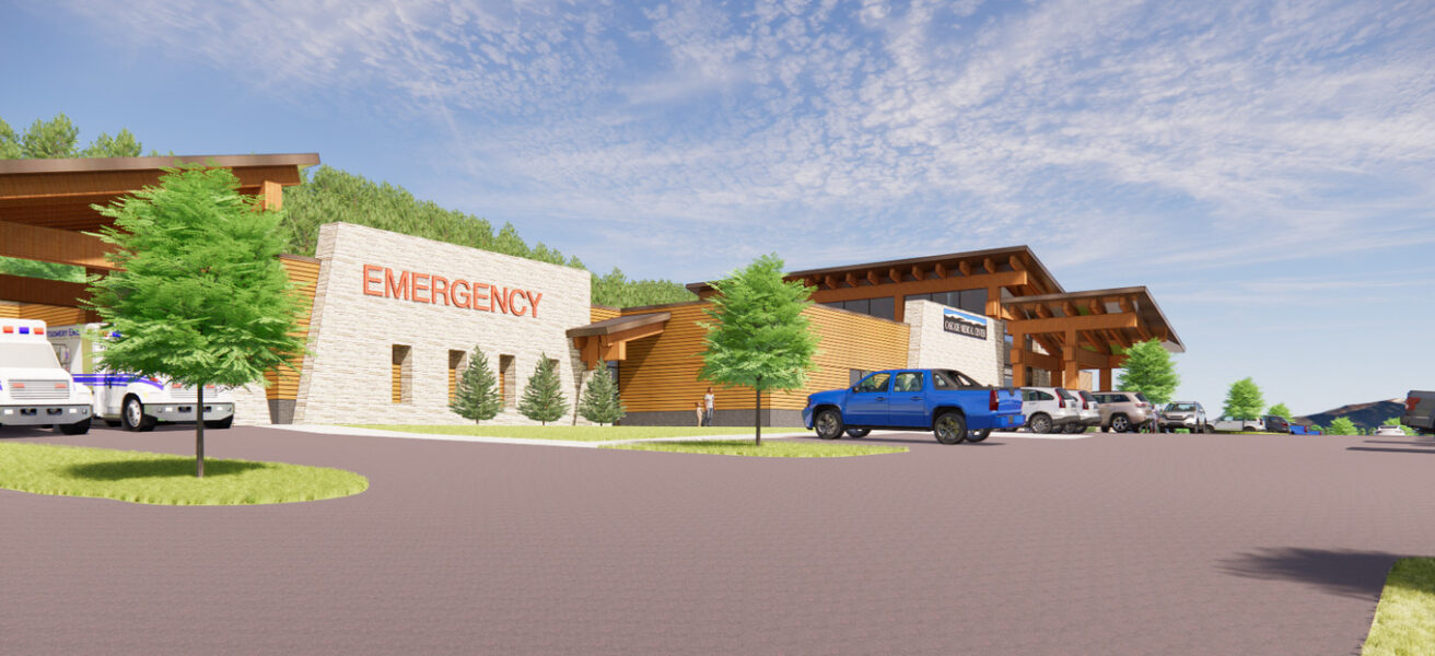 An exterior rendering of the new Cascade Medical Center facility.