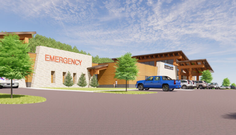 An exterior rendering of the new Cascade Medical Center facility.