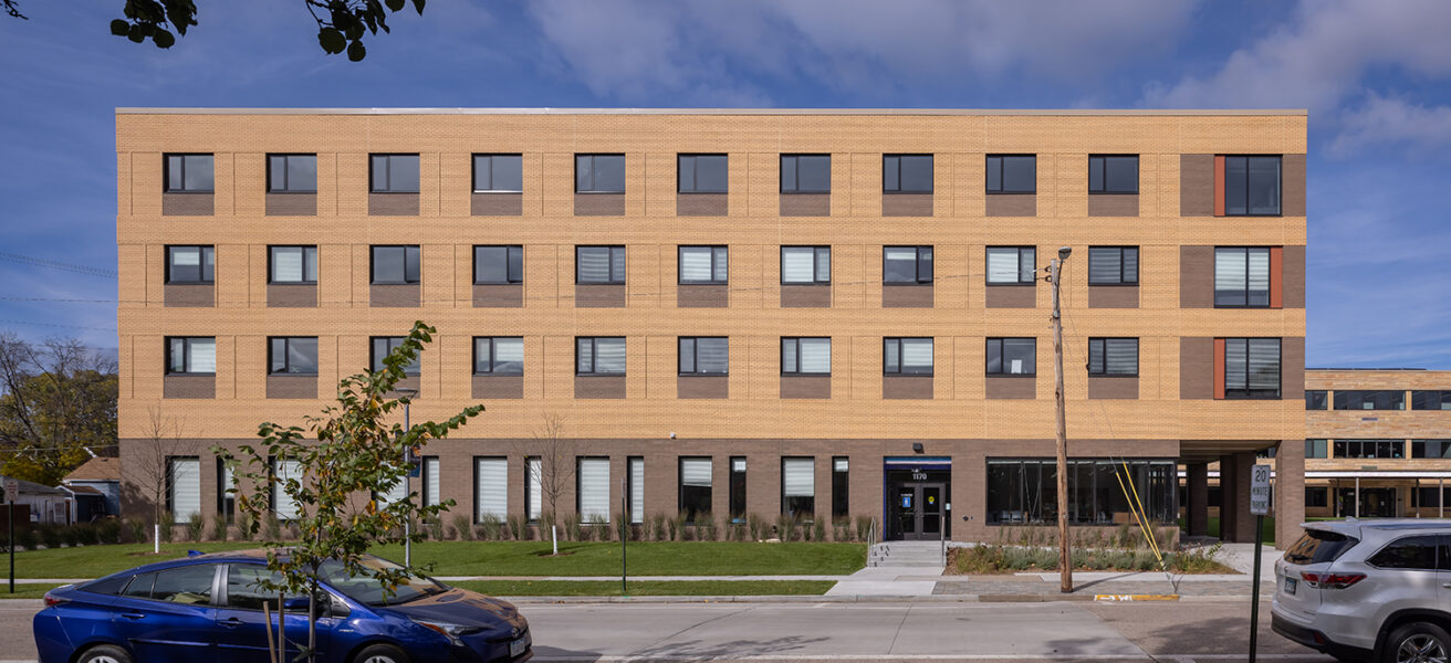 Straight-on street view of the Cotter Schools International House residence hall
