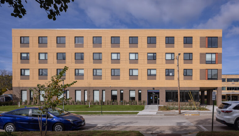 Straight-on street view of the Cotter Schools International House residence hall