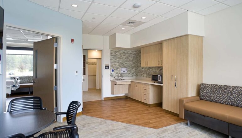 At Custer Hospital, some patient rooms have large spaces for families to accompany and visit the patient