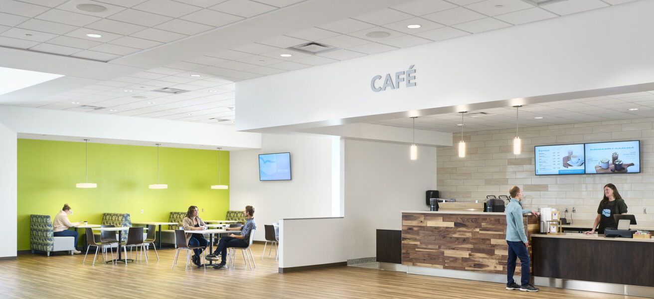 People buy coffee and chat at the Eagle Brook Apple Valley café.