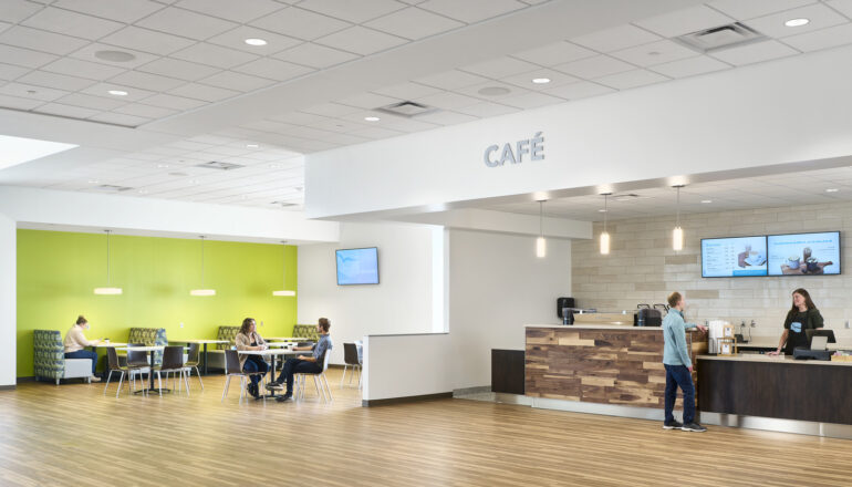 People buy coffee and chat at the Eagle Brook Apple Valley café.