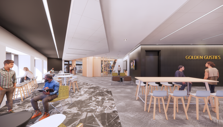 Rendering of a student lounge to support students and athletes.