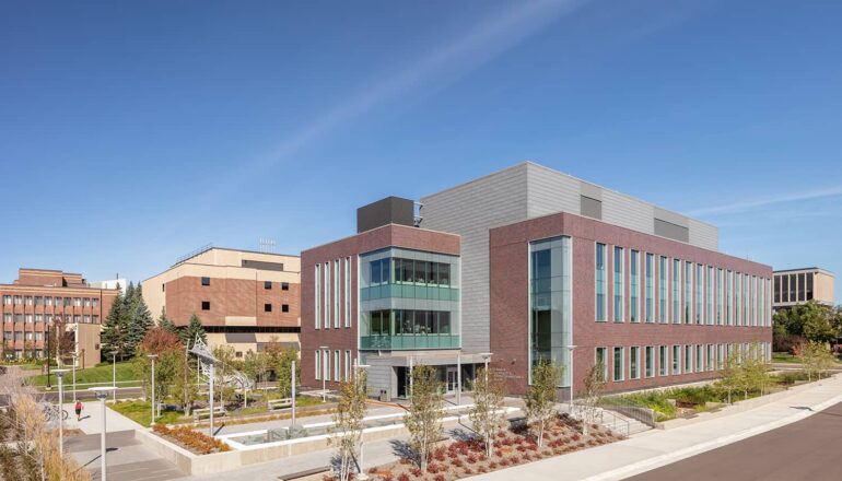 Overall elevated exterior view of the HCAMS facility.