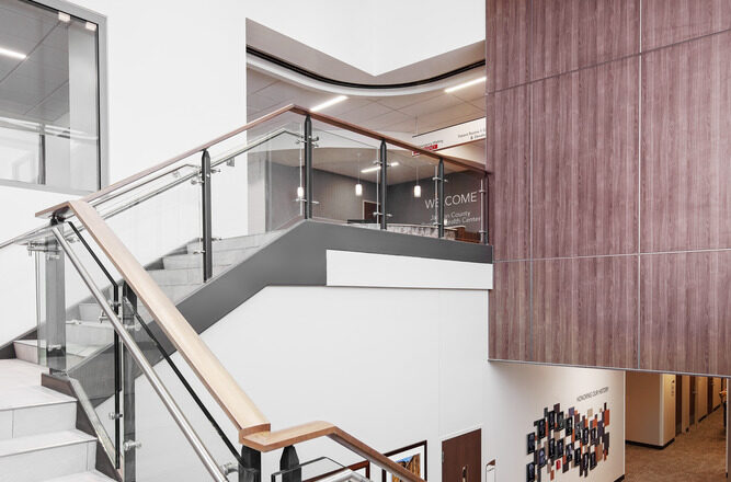 The main JCRHC stairwell in the atrium.