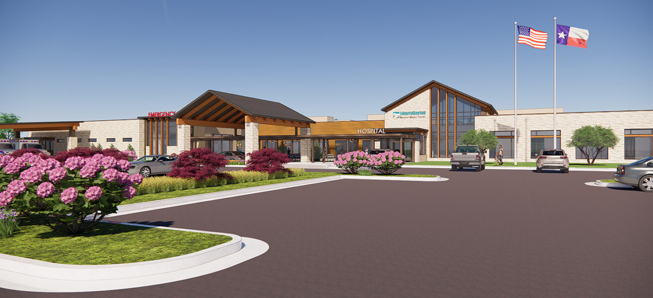 A rendering of the new Liberty Dayton hospital entry
