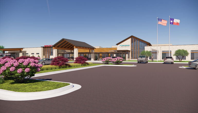 A rendering of the new Liberty Dayton hospital entry