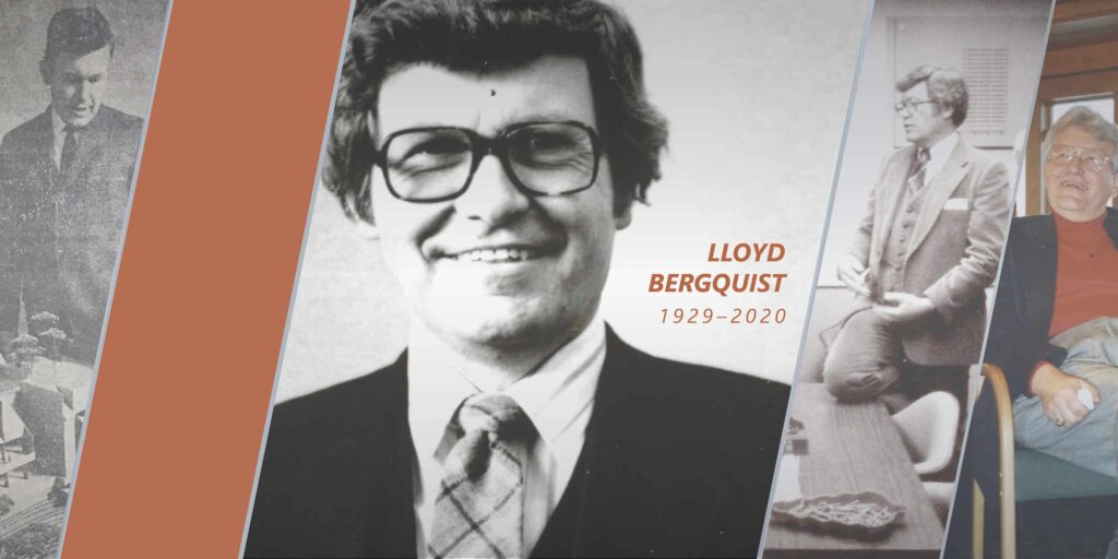 Images of Lloyd Bergquist with the years of his life, 1929 to 2020