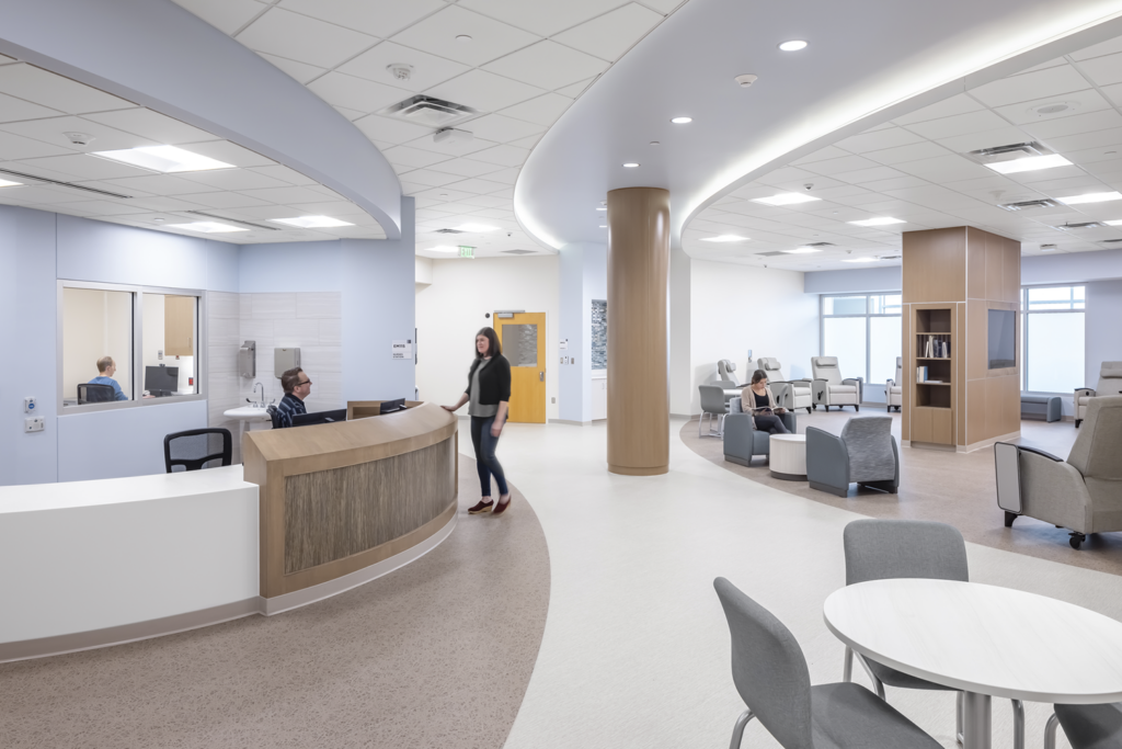 The main gathering space and nurse station in the EmPATH unit.