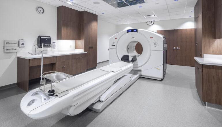 Wide angle of an MRI in the Mayo Clinic Health System Mankato Imaging Center.