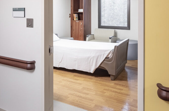 View into a patient room in the Mayo Clinic psych department.