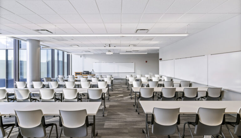 A typical lecture room in Sugihara Hall.