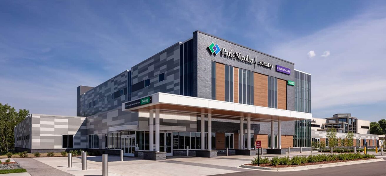 Exterior view of the clinic with access to the existing Park Nicollet facility.