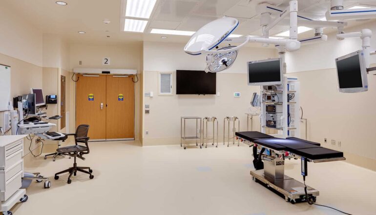 Inside a spacious operating room.