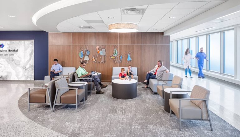 Open waiting seating in the Labor and Delivery unit.