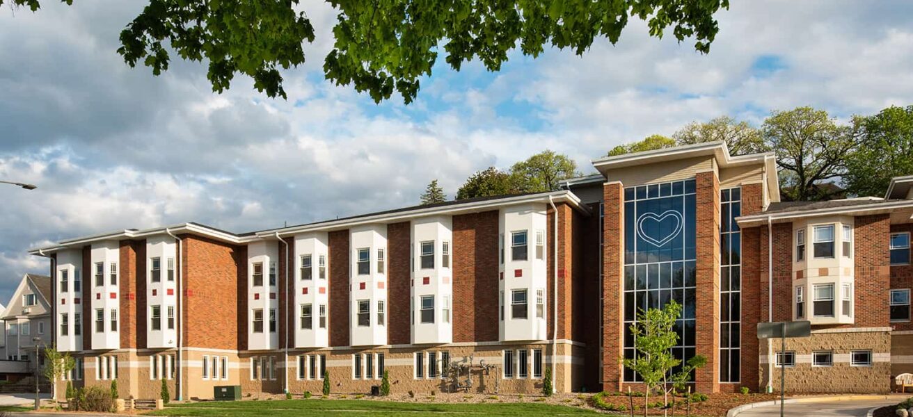 Exterior view of the Ronald McDonald House-Rochester addition.