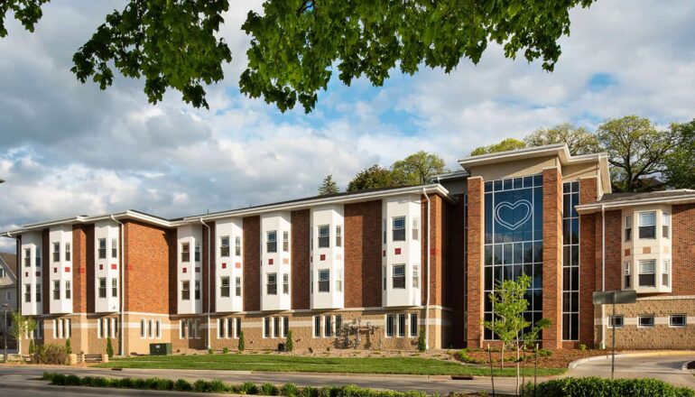 Exterior view of the Ronald McDonald House-Rochester addition.