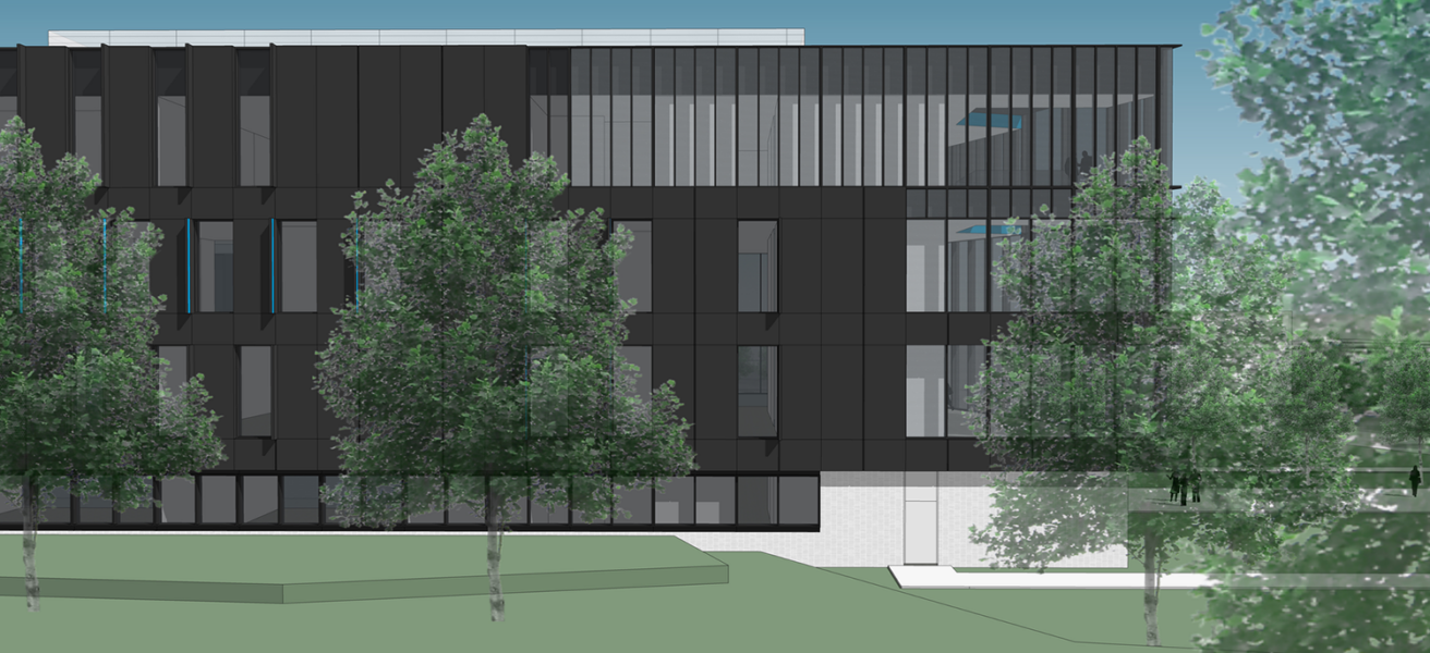 An exterior elevation rendering of the SCC STEM Center