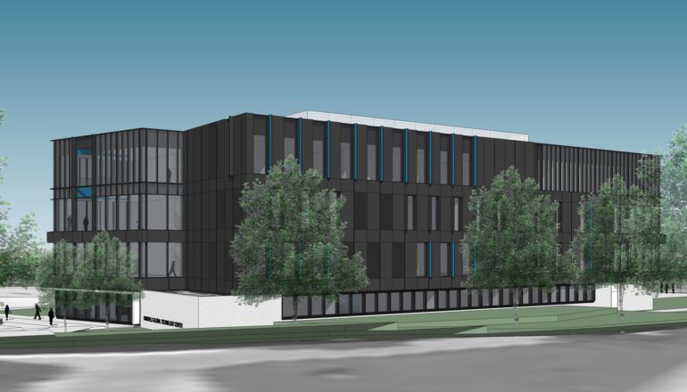 An exterior elevation rendering of the SCC STEM Center
