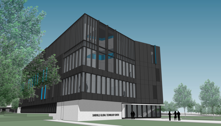 An exterior rendering of the SCC STEM Center