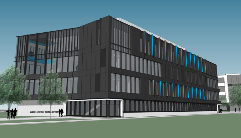 An exterior rendering of the SCC STEM Center