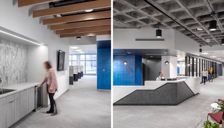 A shared coffee station and a welcoming reception desk.