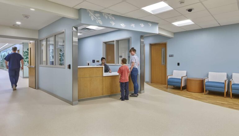 The reception desk that welcomes patients into the CAP unit.