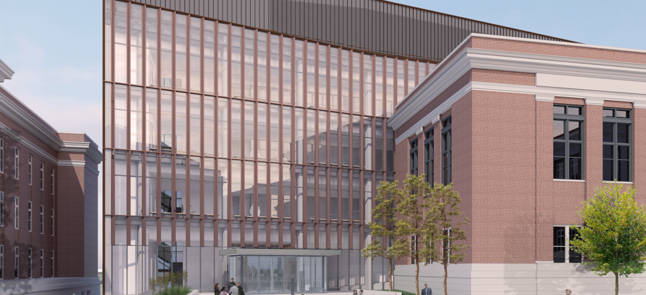 An exterior rendering of Fraser Hall