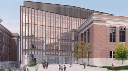 An exterior rendering of Fraser Hall