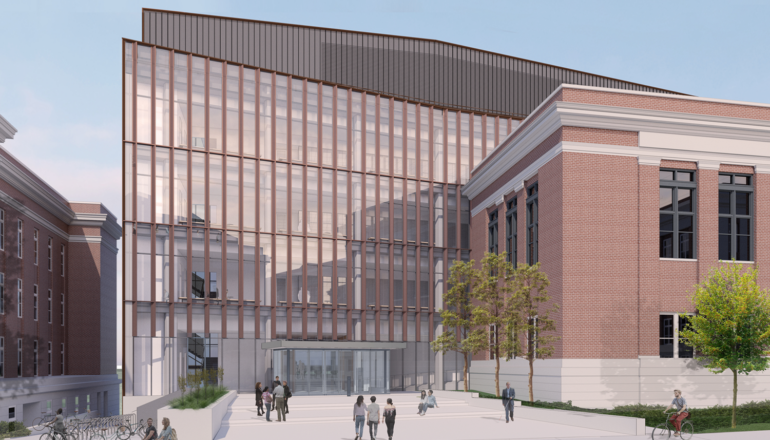 An exterior rendering of Fraser Hall