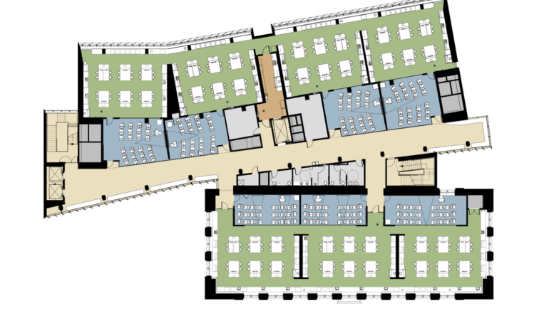 A typical floor plan of the renovated Fraser Hall