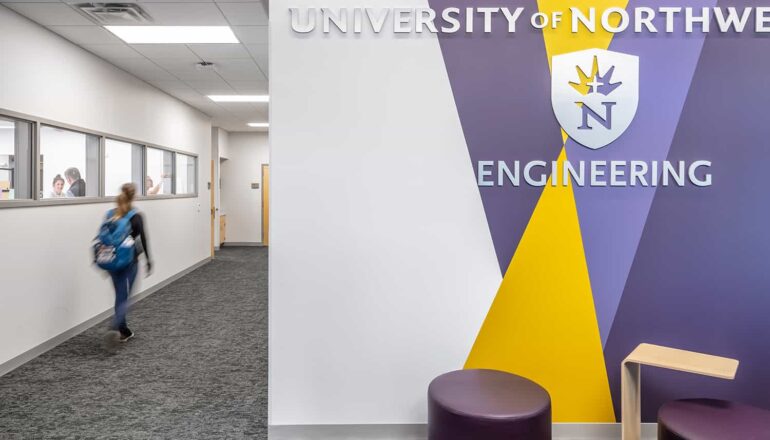 Branded entry space into the engineering facility.
