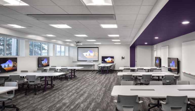 An active learning classroom in the Morrison School of Health.